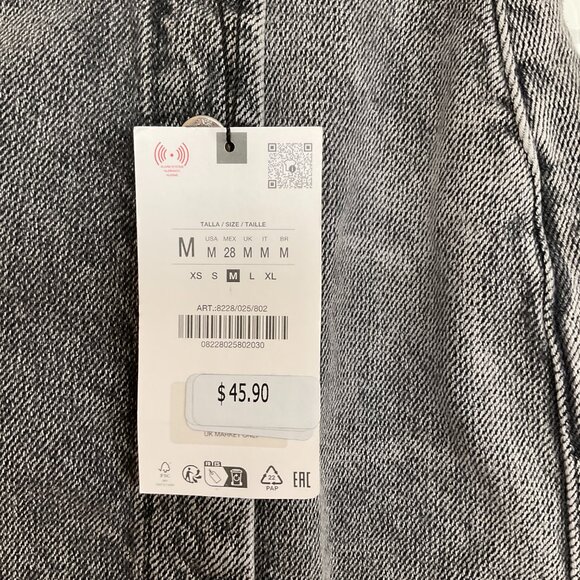 [⭐ PRICE FIRM] ZARA Denim Crossover Midi Skirt in Dark Gray Z1975 Medium M - Picture 12 of 16